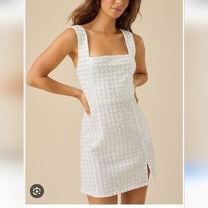 Altar'd State White Sequin Pearl Sleeveless Mini Dress L